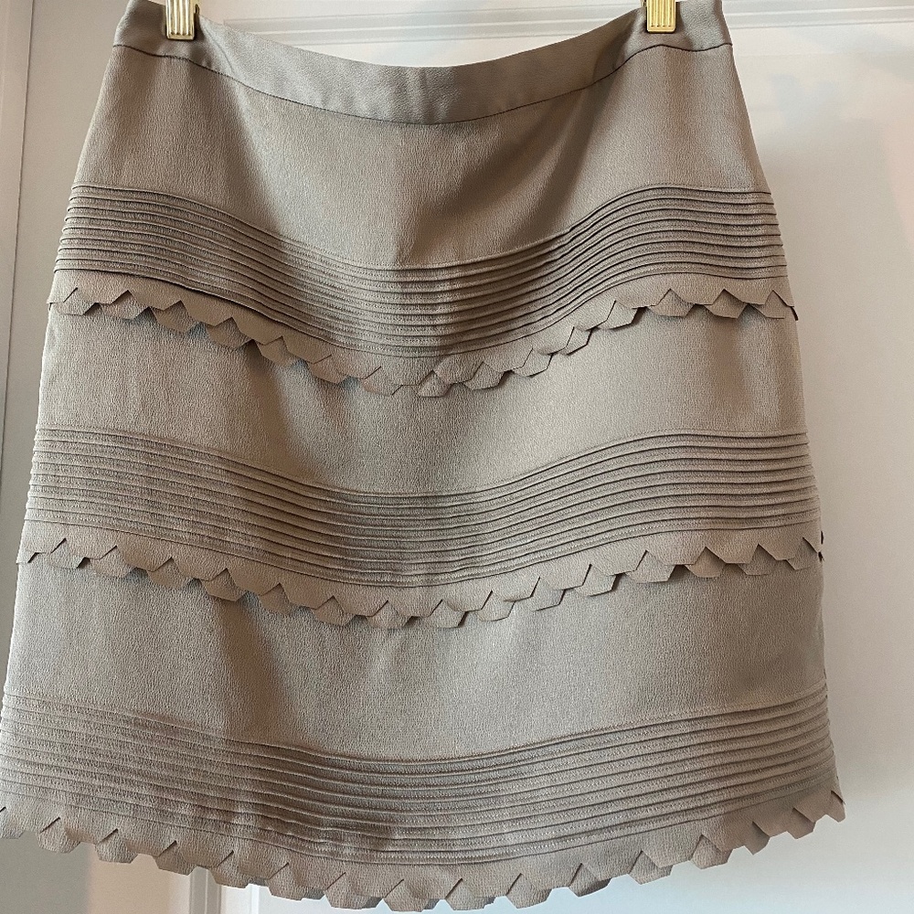 Banana Republic Satin Ruffle/Tiered Skirt, Pewter Color